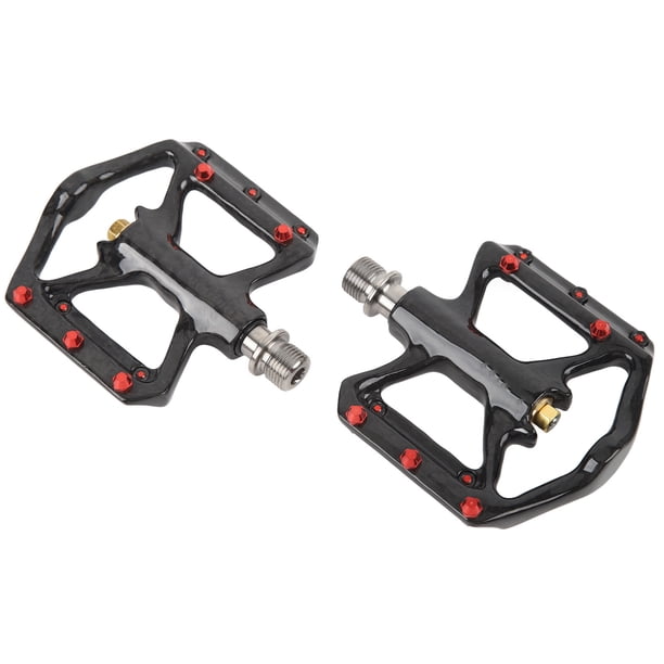 Pedales de Bicicleta, Pedales de Fibra de Carbono Pedales Planos de Ciclismo de Bicicleta con Eje de Titanio Non Slip Pin para Bicicleta Plegable Bicicleta de Montaña Bicicleta de Carretera, 1 Par