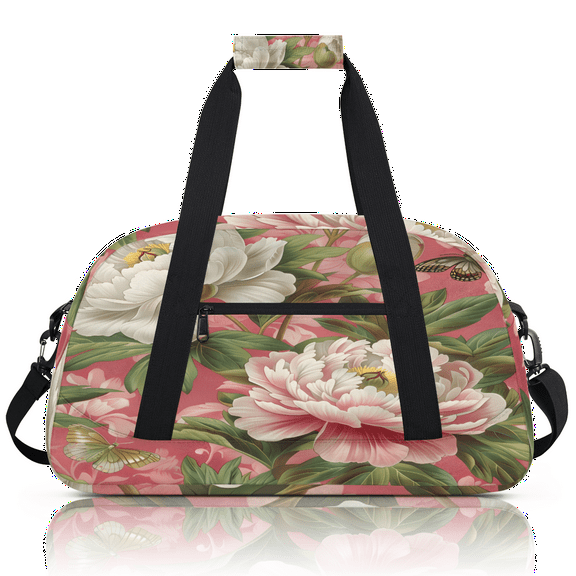Herdesigns Floral Sports Duffle Bag for Women & Men, Watercolor Flower Gym Bag Dance Bag Overnight Bag Carry On Weekender Travel Bag