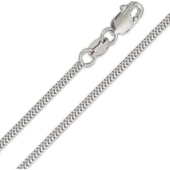 14K White Gold 1mm Milano Box Pendant Chain, FREE Microfiber Cloth, Shiny Link Mens Womens Necklace, Giorgio Bergamo 16