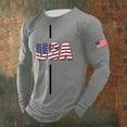 thumbnail image 2 of FINALGANG Mens Long Sleeve Crewneck TShirts With Letter American Flag Print Slim Fit Casual Sporty Tees For Summer Daily Wear Gray XXXL, 2 of 3