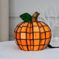 thumbnail image 5 of Stained Glass Pumpkin Lamp, Pumpkin Stained Accent Lamp, Halloween Pumpkin Ornaments, Starry Night Glass Pumpkins, Indoor Pumpkin Lantern Decorations for Home, Holiday, Party(1pc), 5 of 10