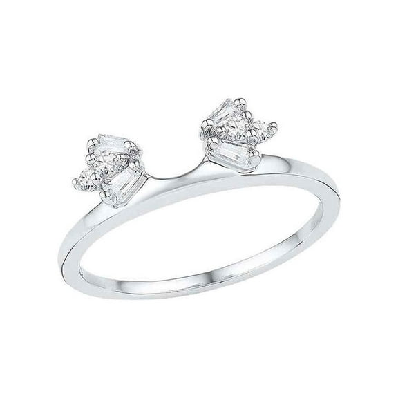 Diamond Princess 14kt White Gold Womens Baguette Diamond Ring Guard Wrap Solitaire Enhancer 1/5 Cttw
