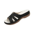thumbnail image 2 of Sandals For Women Wedge Thick Heel Open Toe Slip-on Peep Toe Slides Slippers Women's Trendy Casual Outdoor Shoes for Beach Fashion 6, 2 of 5