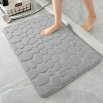 Bailu Memory Foam Bath Mat Pebble Bathroom Rug Super Absorbent Machine Washable Bathroom Rug (24x36, Light Gray)