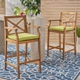 thumbnail image 6 of Home Square Outdoor Acacia Wood Barstool in Teak and Green - Set of 2, 6 of 11
