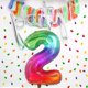 thumbnail image 2 of Birthday Number Balloon 40Inch Large Number Balloons, Rainbow Number 2 Balloon for Birthday Decorations (Number 2 ), 2 of 4