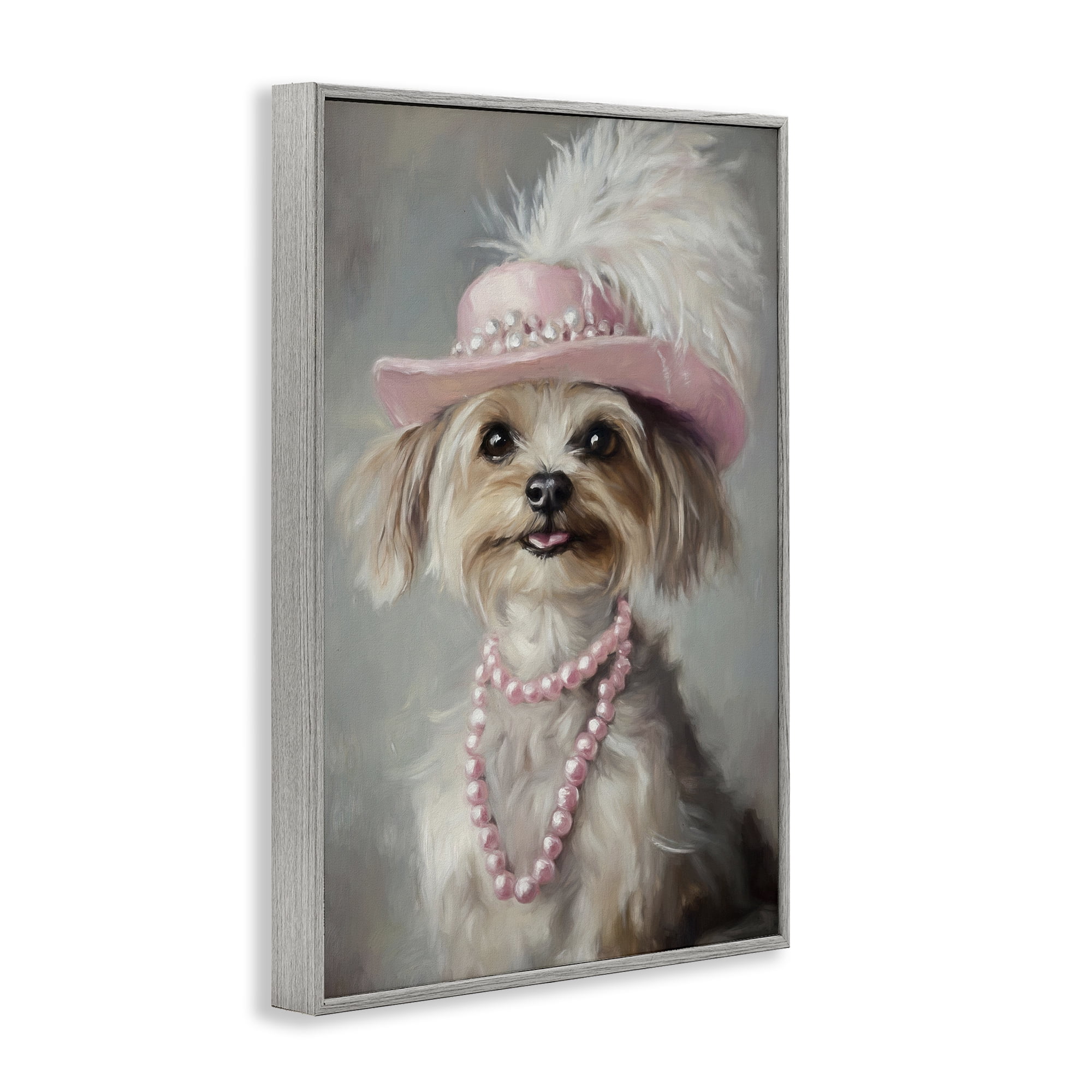 Stupell Industries Lady Yorkie Portrait Gray Framed Giclee Art, design by Tina LeCour