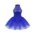 thumbnail image 2 of iEFiEL Girls Sleeveless Mesh Leotard Splice Sequins Ballet Dance Gymnastics Leotard Dress Blue 8-10, 2 of 7