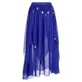 thumbnail image 2 of Haitryli Womens Chiffon Belly Dance Skirt Sequin Beaded Asymmetric Side Split Long Skirts Indian Royal Blue One Size, 2 of 6