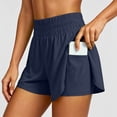 thumbnail image 2 of KHONTS Women's 2-in-1 Athletic Shorts High Waist Running Short with Pockets Sporty Shorts Gym Workout Shorts Navy S, 2 of 9
