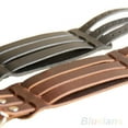 thumbnail image 3 of Ayyufe Men Multilayer Belt Leather Bracelet 3 Buckles Wristband Cuff Bangle, 3 of 6