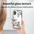 thumbnail image 2 of Case for iPhone 16, Tempered Glass Back +TPU Frame, Floral Pattern Diamond Ring Stand Ultra Slim Lightweight Anti-Scratch Back Case Drop Protective Support Magnetic Car Mount - Blue, 2 of 8