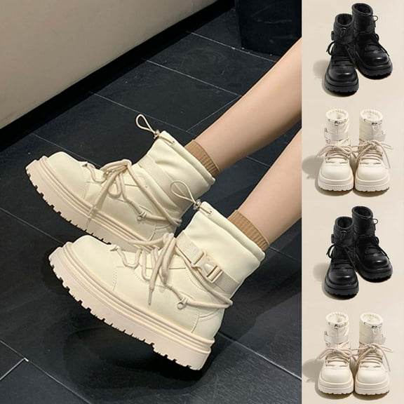 Winter Snow Boots Thick-Soled Waterproof Casual Short Boots Lined and Thickened Outdoor Indoor Footwear for Women