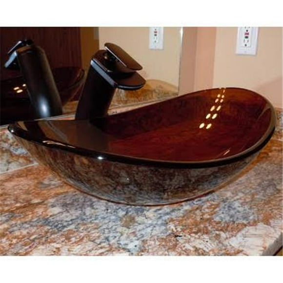 Babbuccia Glass Vessel Bathroom Sink Set, Chrome