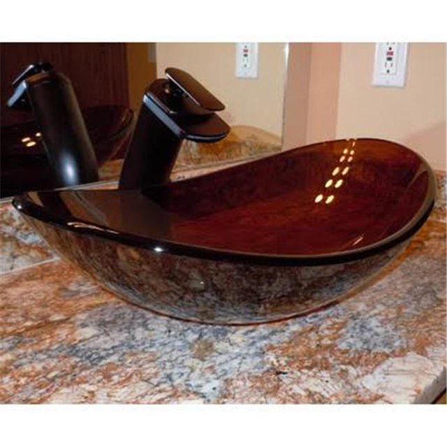 Novatto TIS-324TCH Babbuccia Glass Vessel Bathroom Sink Set, Chrome