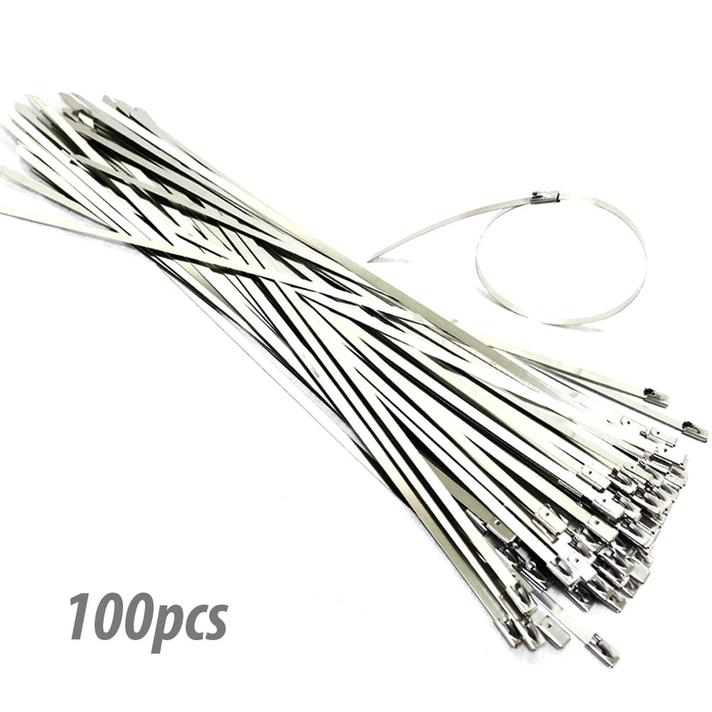 100pc 8" 12" 15" 17" STAINLESS STEEL METAL LOCKING WIRE CABLE ZIP TIES STRAPS
