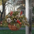 thumbnail image 4 of 18" Artificial Christmas Wreath Hanging Basket Flocked Decor With Mixed Decorations And White Led Lights Hanging Ornament,A, 4 of 5