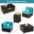 thumbnail image 3 of Gymax Set of 7 Patio Furniture Set 40000 BTU Gas Fire Pit Table Propane Tank Cover Table Turquoise, 3 of 9