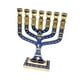 thumbnail image 5 of Candelabro de Menorá de 7 ramas, portavelas de aleación de zinc, portavelas, portavelas para banquetes, cumpleaños, repisa de chimenea Azul y dorado, 5 of 9