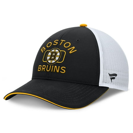 Men's Fanatics Black/White Boston Bruins Authentic Pro Rink Trucker Hat