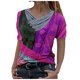 thumbnail image 2 of Pntutb Mujer Tie-Dye Impreso Bordado Cuello Manga Corta Pullover Blusa tops Pntutb Pntutb-235, 2 of 3