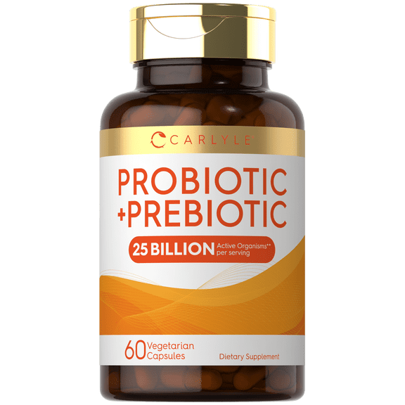 Prebiotic & Probiotic | 25 Billion CFU | 60 Vegetarian Capsules | by Carlyle