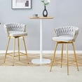 thumbnail image 6 of Set of 4 Swivel Bar Stools with Breathable Cotton and Linen Soft Cushions, Electroplated Metal Frames without Rust, Suitable for Restaurant and Bar Use (Gray), 6 of 12