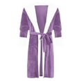 thumbnail image 6 of Sanviglor Women Fuzzy Plush Bathrobe Long Sleeve Sherpa Robes Hooded Sleepwear Loose Dressing Gown Lounge Fleece Robe Shallow Purple L, 6 of 6
