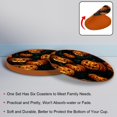 thumbnail image 4 of Pumpkin Set of 6 Cute Round Coasters, Microfiber Leather Drink Coasters for Table, 11x11 cm/4.3x4.3 Inches, Coasters for Home and Office Decor, 4 of 6