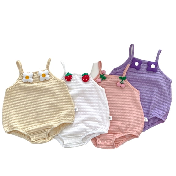 LYMAYTER 3-24M Newborn Girl Summer Bodysuits Sleeveless Tank Top Onesie Set