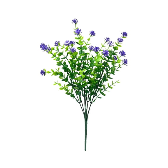 Artificial Boxwood Stems, Outdoors UV Resistant Plastic Faux Plants, Fake Foliage Shrubs Greenery for Home Garden, Office, Patio, Wedding, Farmhouse Indoor Decoration, 1Pc(Purple2,14x5")