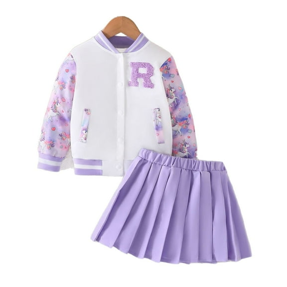 Nvatorfox Unicorn Outfit for Girls Size 4Y-7Y Baseball Jacket Skirt