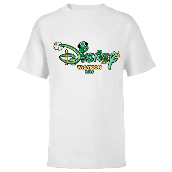 Disney St. Patrick's Day Vacation 2026 Matching Trip Logo - Short Sleeve T-Shirt for Kids - Customized-White