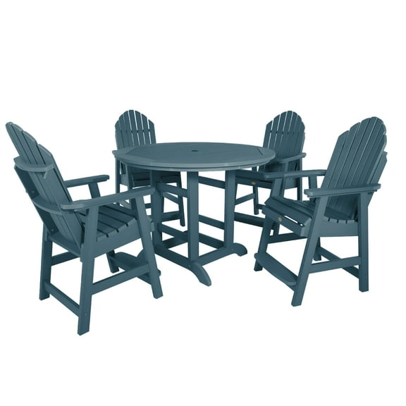 Highwood's 48" Round 5-pc Hamilton Dining Set - Counter Height, Outdoor, Eco-friendly, Synthetic Wood