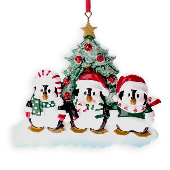 Winter Penguin Family Of 3 Resin Ornament