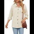 thumbnail image 2 of Blusas Informales de Larga Extragrandes con Botones y Cuello Halter para Mujer Albaricoque M, 2 of 10