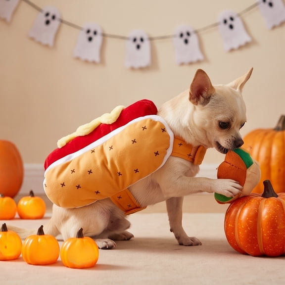 Cadancy Dog Halloween Costume Hotdog Outfit Funny Apparel for Small Medium Large Breeds Cats Party Photoshoot Dress Up Accessories Holiday Festival Birthday Gift Supplies