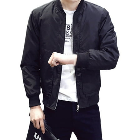 Slim Military Jacket Men Men's Jackets Solid Fashion Coats Male Casual Slim Stand Collar Bomber Jacket Men Outerdoor Overcoat ()