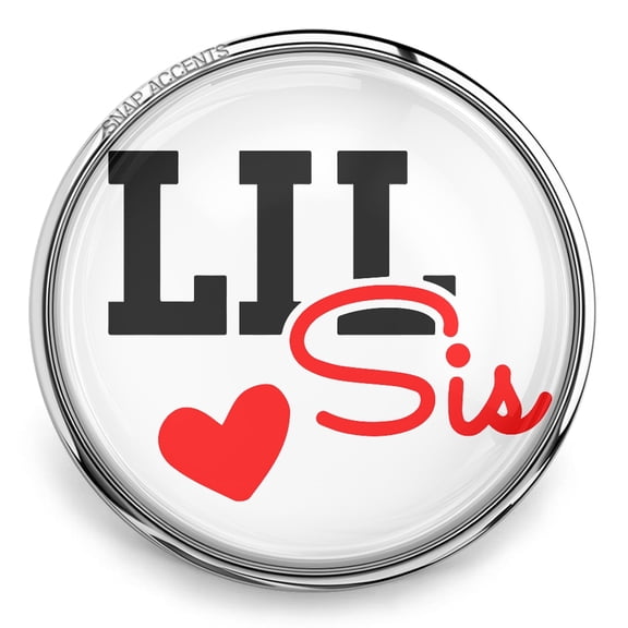 Choose Color | Lil Sister Heart Snap Jewelry Ginger Charm Button, For Interchangeable DIY Customizable Accessories