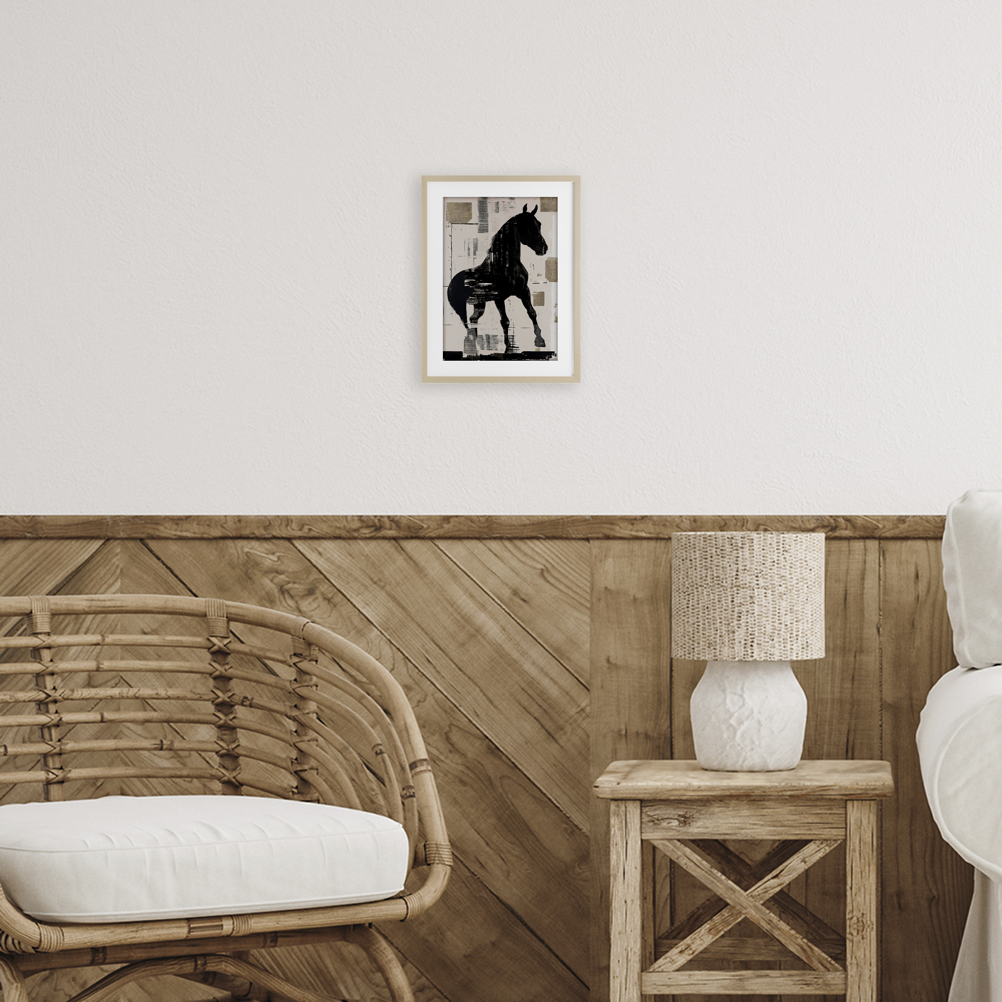 Equinity Horse Silhouette Birch Framed Print Under Glass, design by Annabelle Hall