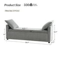 thumbnail image 4 of 59" Storage Bench Upholstered Bed End Foot Stool 2 Throw Pillows Bedroom Entryway Home Living Room Grey, 4 of 8