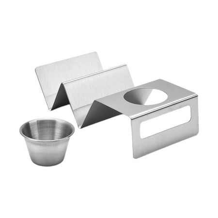 

Taco Holder - Stainless Steel Taco Stand - Taco Holder - Taco Shell Holder for Taco Tuesday Taco Party - Taco Holder Plate - Taco Holder with Sauce Cup Holder