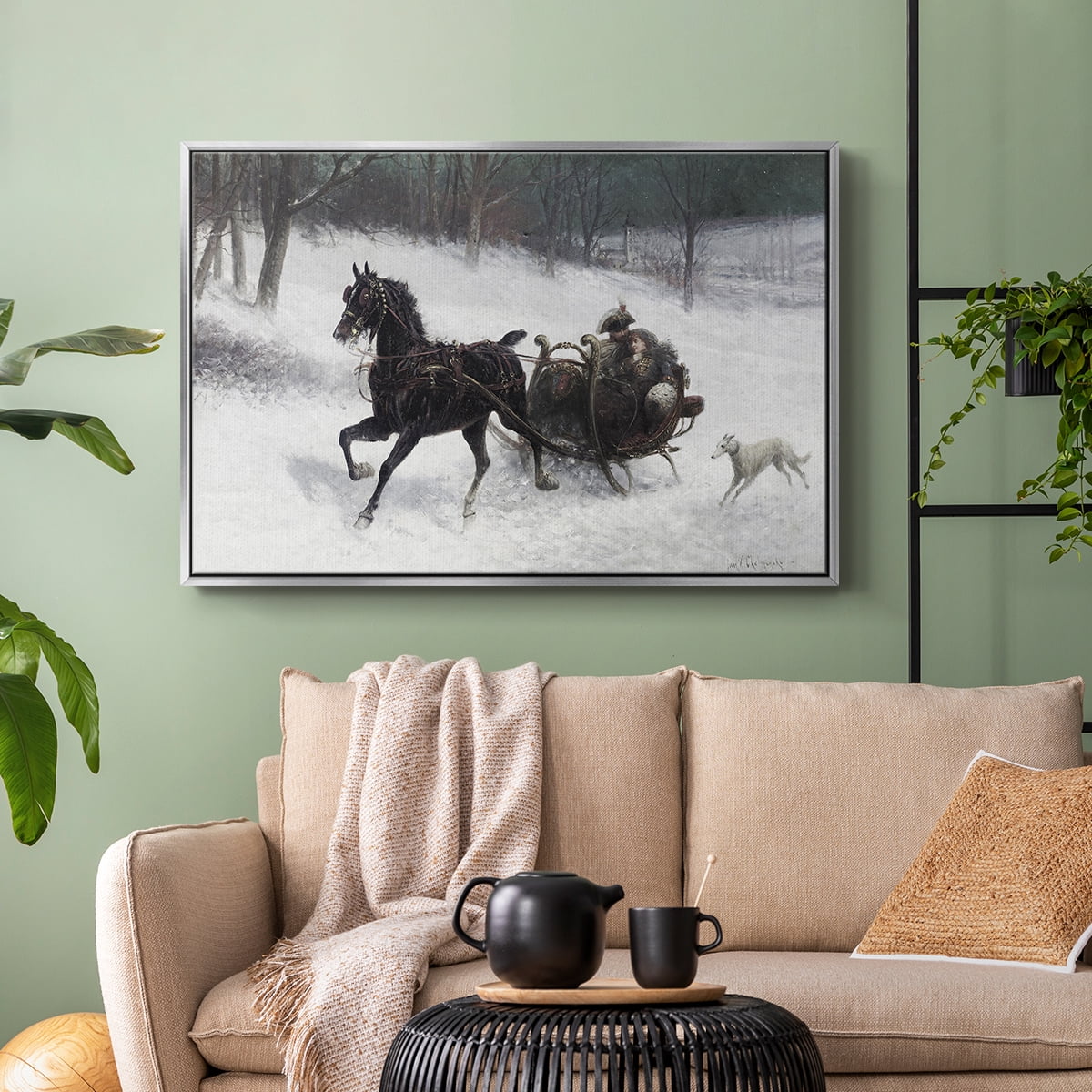 Vintage Animal Print-XXIV By Wexford Home Framed in Silver Wood Gallery Wrapped Canvas 25 in. x 37 in.