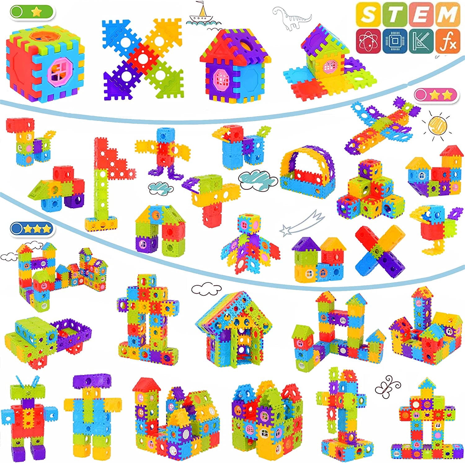 Building Blocks for Toddlers & Kids 180 Pcs Toy Building Sets – STEM Building Toys –Interlocking Building Blocks for Toddlers and Kids