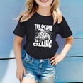 thumbnail image 1 of Girls Tops Casual Children's Multicolor Letter Pattern Print Short Sleeve Round Neck Tees and Shirts, 1 of 3