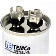 TEMCo 25 uF Run Capacitor CBB65, 25 MFD, 370V, Round, 50/60Hz