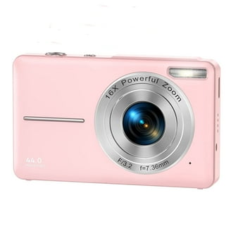 Sevenat Digital Camera FHD 1080p 44MP Camera 32G Card 16X Digital Zoom Compact Simple Portable for Kids Seniors Girls Beginners Teens (Pink