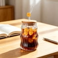 thumbnail image 4 of FastXmas 450ml Round Glass Cups with Lids and Straws, Cold Drinking Glass Tumbler with Handle, Transparent Glass Cup for Water,Juice,Iced Coffee,Milk,Tea,for Office Home, 4 of 6
