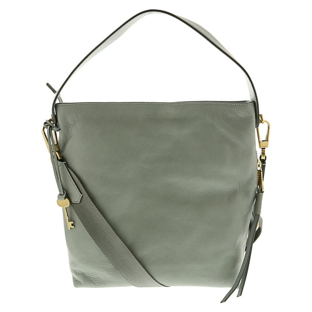 Fossil Women's Maya Small Leather Cross Body Bag Hobo Steel Blue
