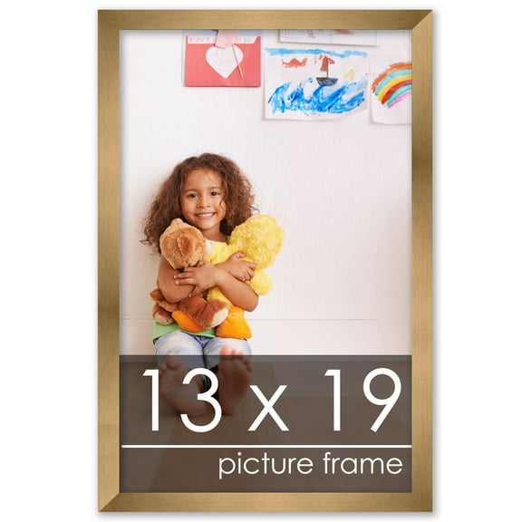 13x19 Gold Bronze Wood Picture Frame - UV Acrylic, Foam Board Backing, Hanging Hardware